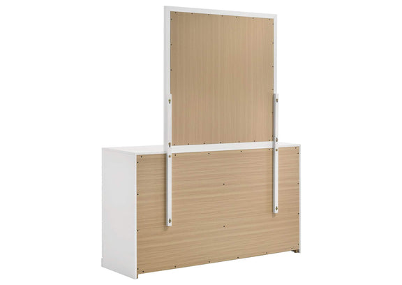 223093M Ines 6-drawer Bedroom Dresser with Mirror White High Gloss