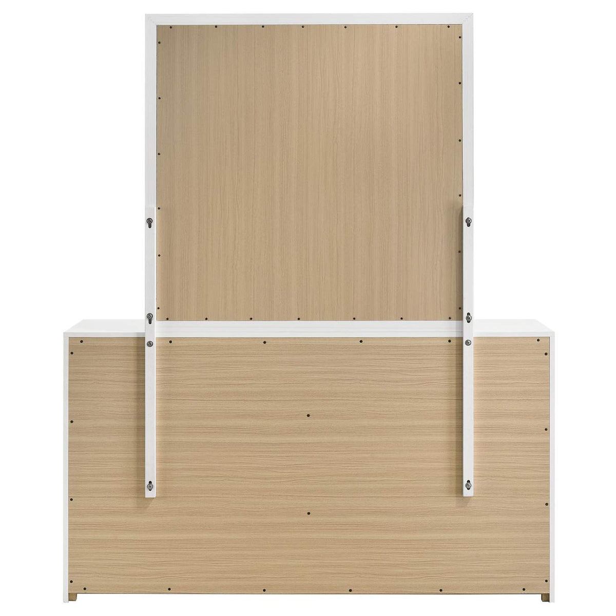 223093M Ines 6-drawer Bedroom Dresser with Mirror White High Gloss