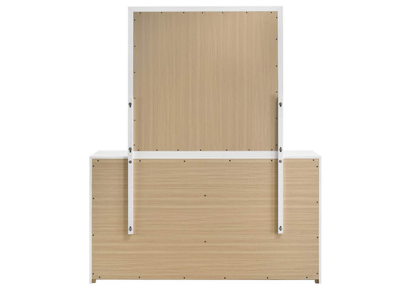 223093M Ines 6-drawer Bedroom Dresser with Mirror White High Gloss