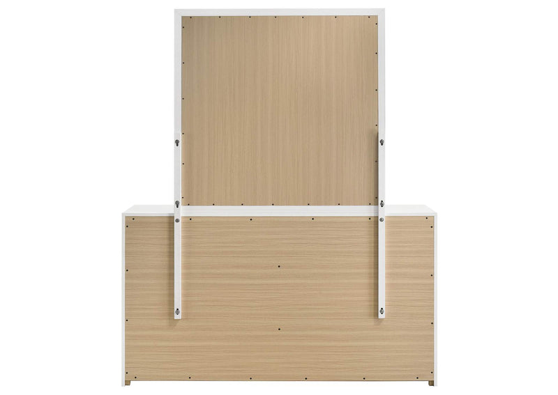 223093M Ines 6-drawer Bedroom Dresser with Mirror White High Gloss