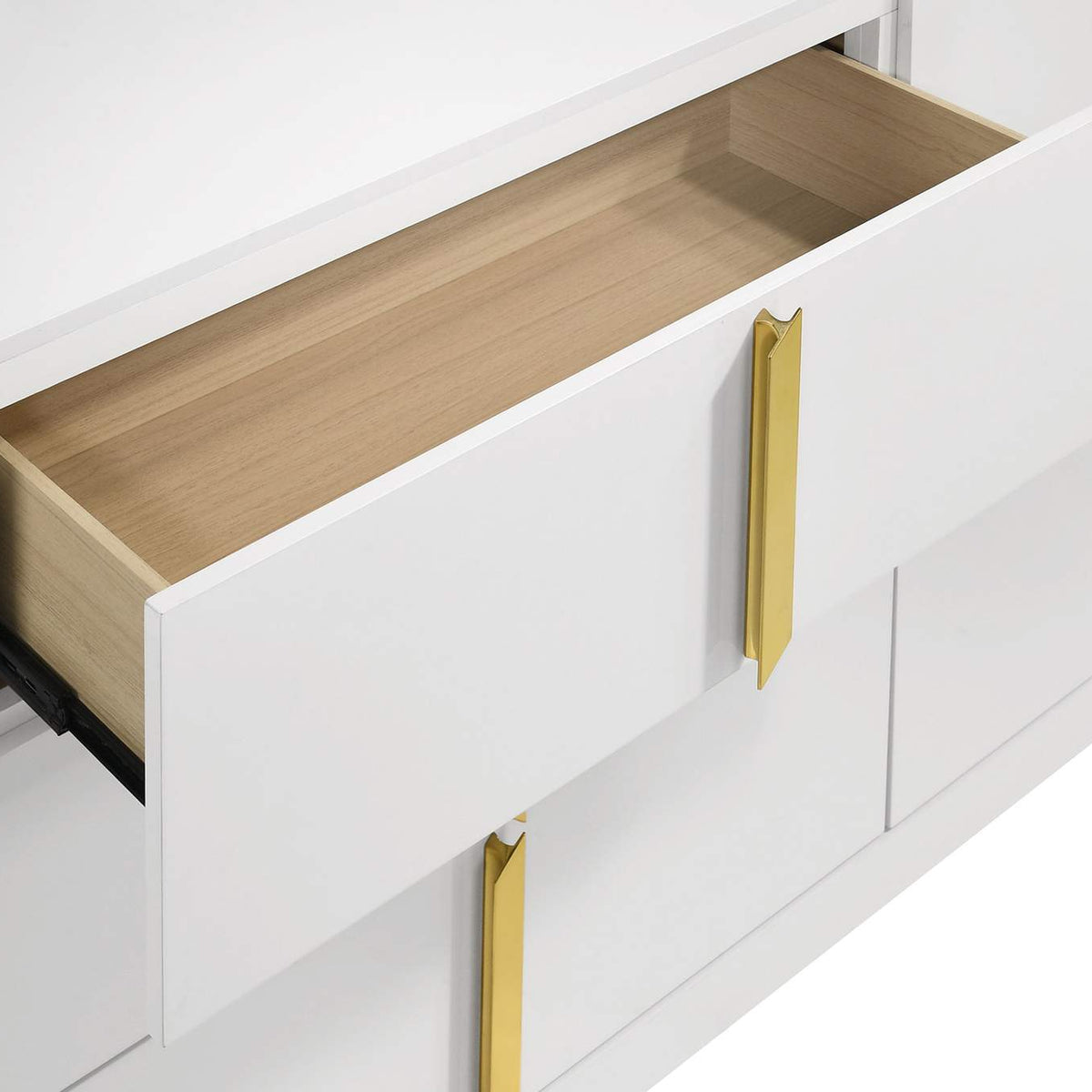 223093M Ines 6-drawer Bedroom Dresser with Mirror White High Gloss