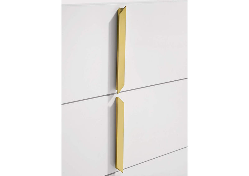 223093M Ines 6-drawer Bedroom Dresser with Mirror White High Gloss