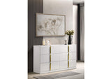 223093 Ines 6-drawer Bedroom Dresser Cabinet White High Gloss