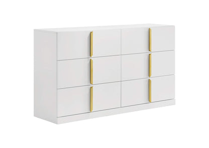 223093 Ines 6-drawer Bedroom Dresser Cabinet White High Gloss