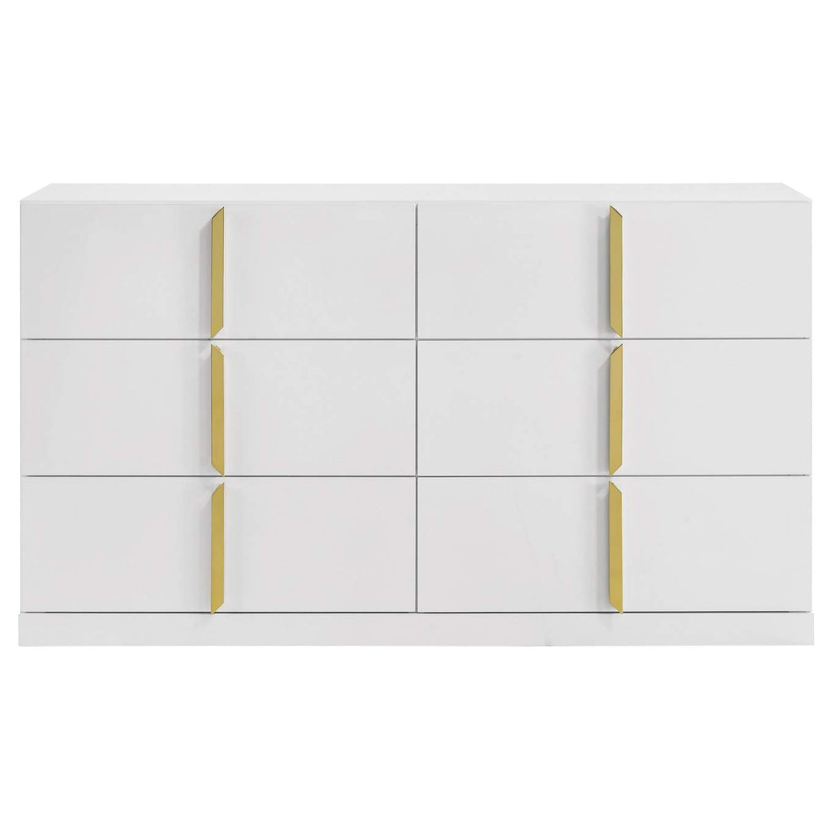 223093 Ines 6-drawer Bedroom Dresser Cabinet White High Gloss