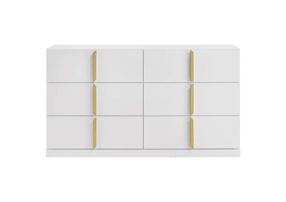 223093 Ines 6-drawer Bedroom Dresser Cabinet White High Gloss