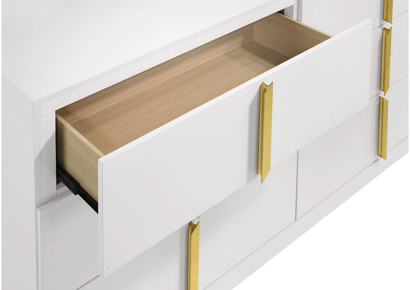 223093 Ines 6-drawer Bedroom Dresser Cabinet White High Gloss
