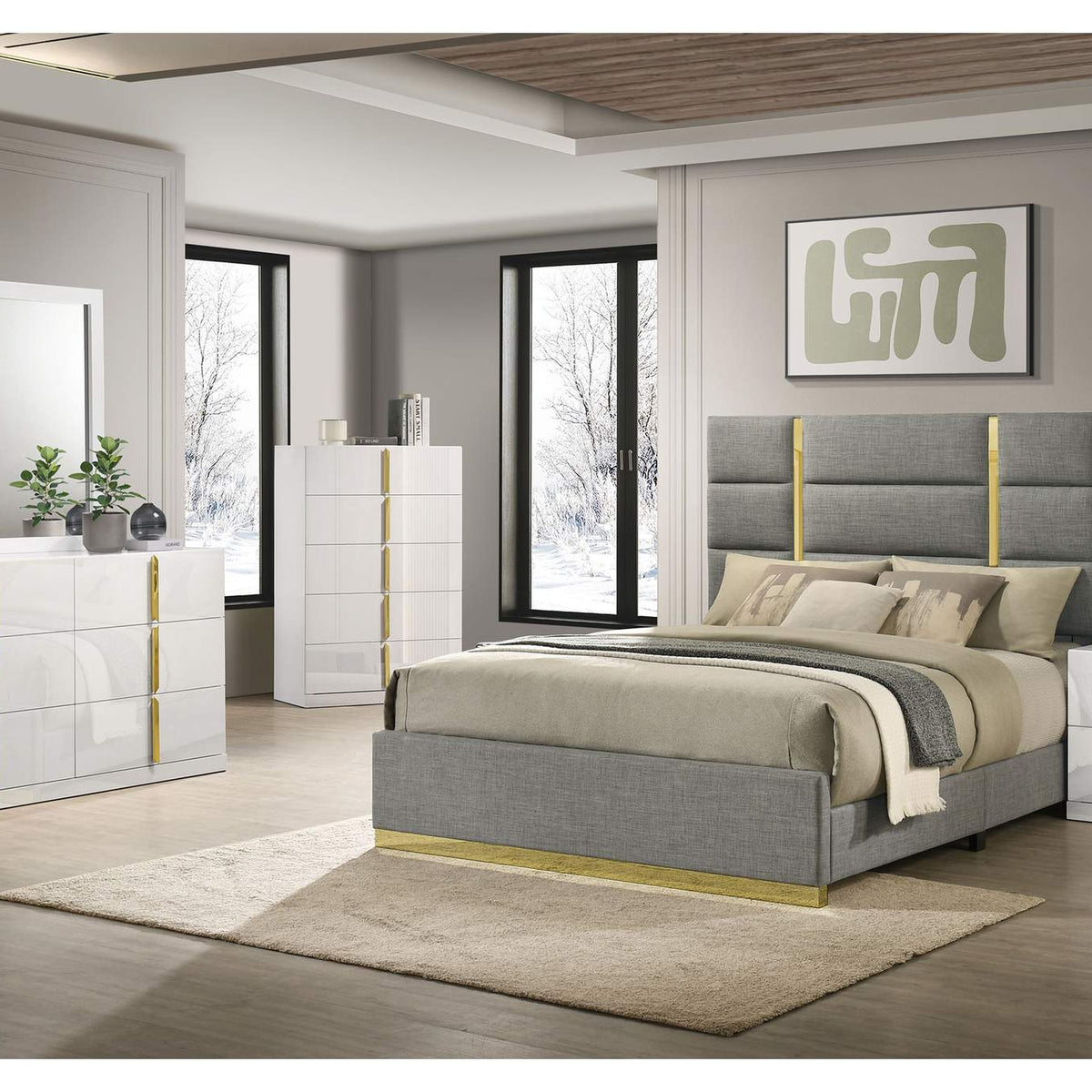 223093 Ines 6-drawer Bedroom Dresser Cabinet White High Gloss