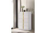 223095 Ines 5-drawer Bedroom Chest of Drawers White High Gloss
