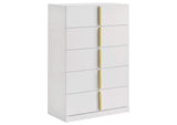 223095 Ines 5-drawer Bedroom Chest of Drawers White High Gloss