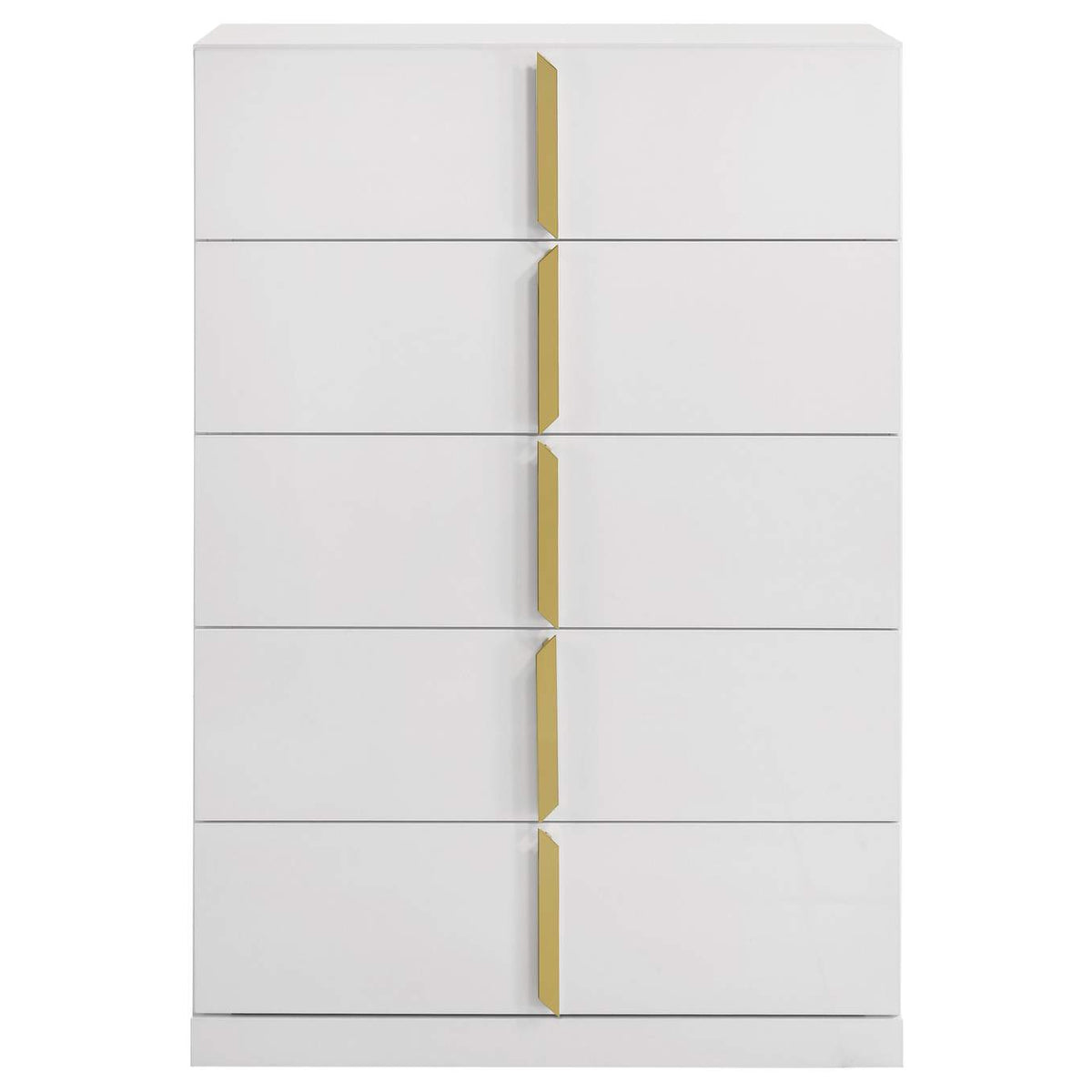 223095 Ines 5-drawer Bedroom Chest of Drawers White High Gloss