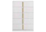 223095 Ines 5-drawer Bedroom Chest of Drawers White High Gloss
