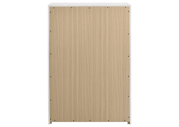 223095 Ines 5-drawer Bedroom Chest of Drawers White High Gloss