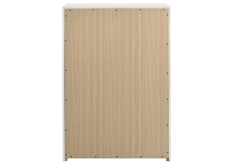 223095 Ines 5-drawer Bedroom Chest of Drawers White High Gloss