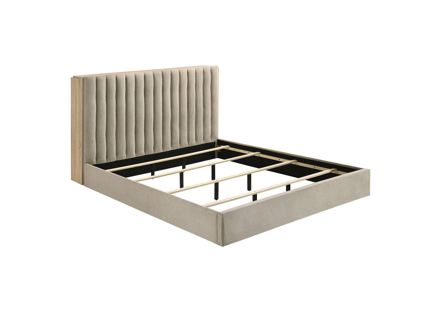 223111KE Arielle Eastern King Bookcase Panel Storage Bed Light Oak