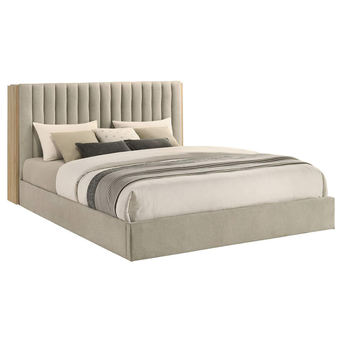 223111KE Arielle Eastern King Bookcase Panel Storage Bed Light Oak