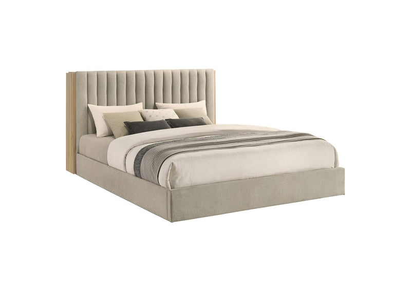 223111KE Arielle Eastern King Bookcase Panel Storage Bed Light Oak