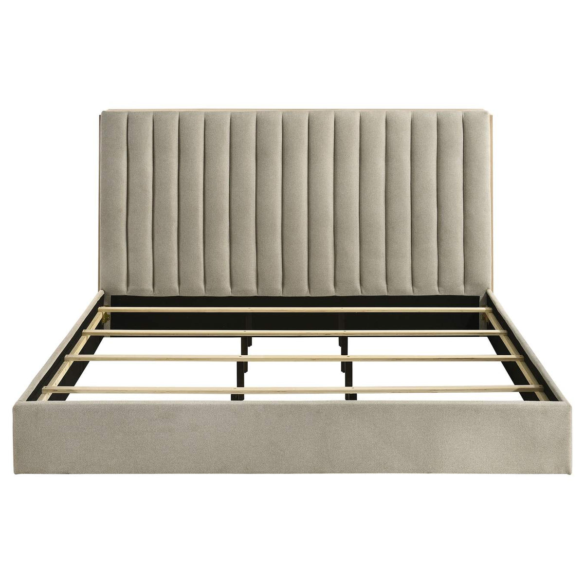 223111KE Arielle Eastern King Bookcase Panel Storage Bed Light Oak