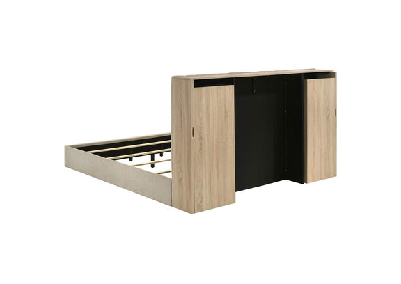 223111KE Arielle Eastern King Bookcase Panel Storage Bed Light Oak