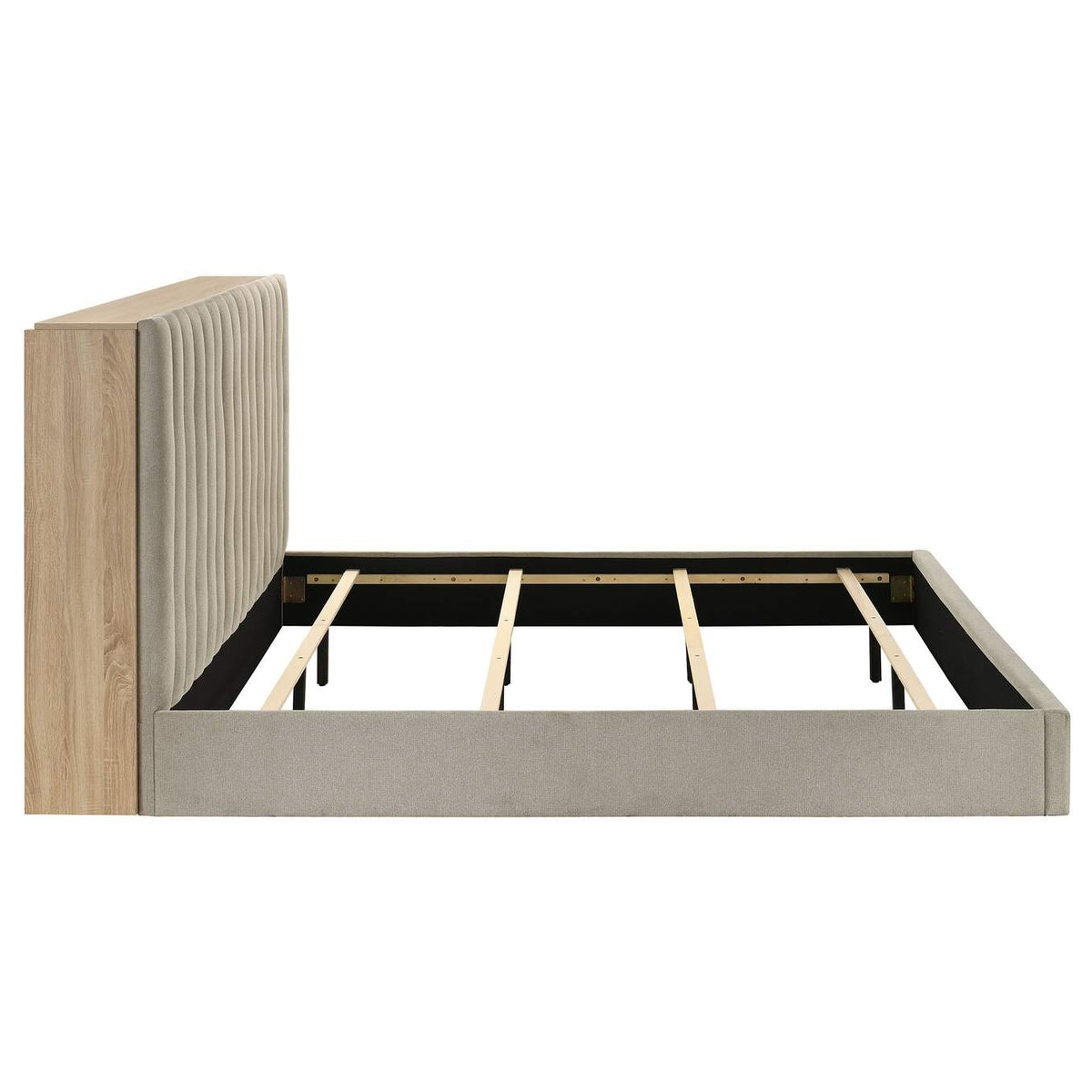 223111KE Arielle Eastern King Bookcase Panel Storage Bed Light Oak