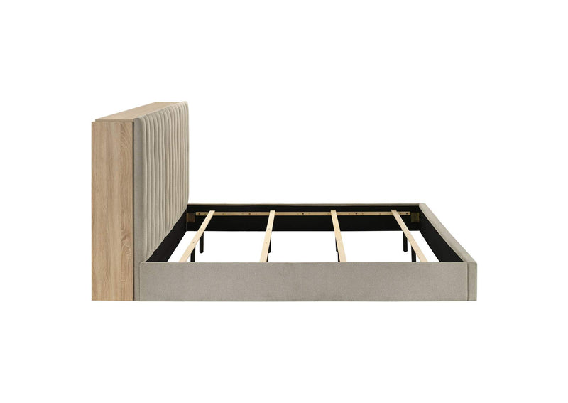 223111KE Arielle Eastern King Bookcase Panel Storage Bed Light Oak