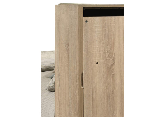 223111KE Arielle Eastern King Bookcase Panel Storage Bed Light Oak