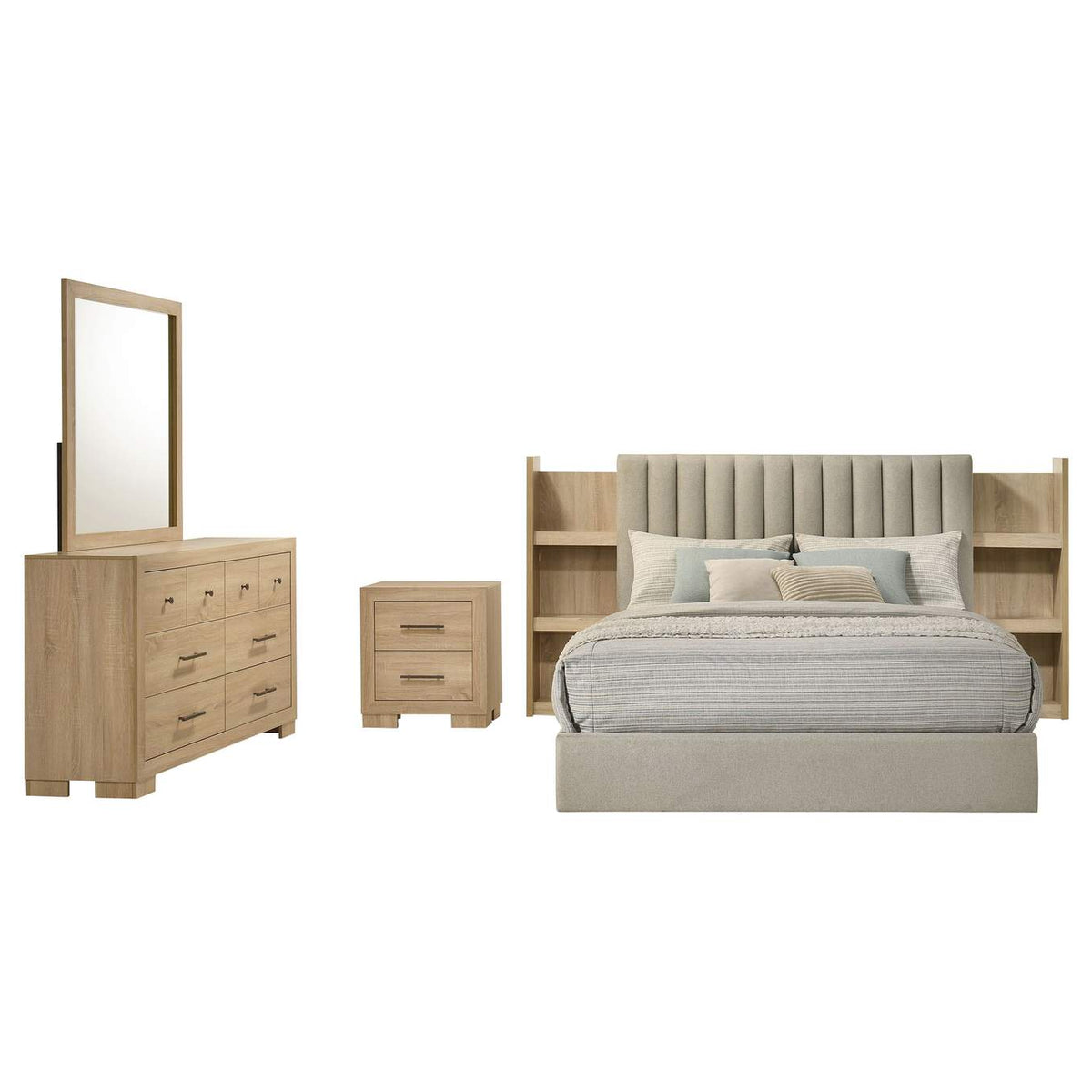 223111Q-S4 Arielle 4-piece Queen Bedroom Set Light Oak
