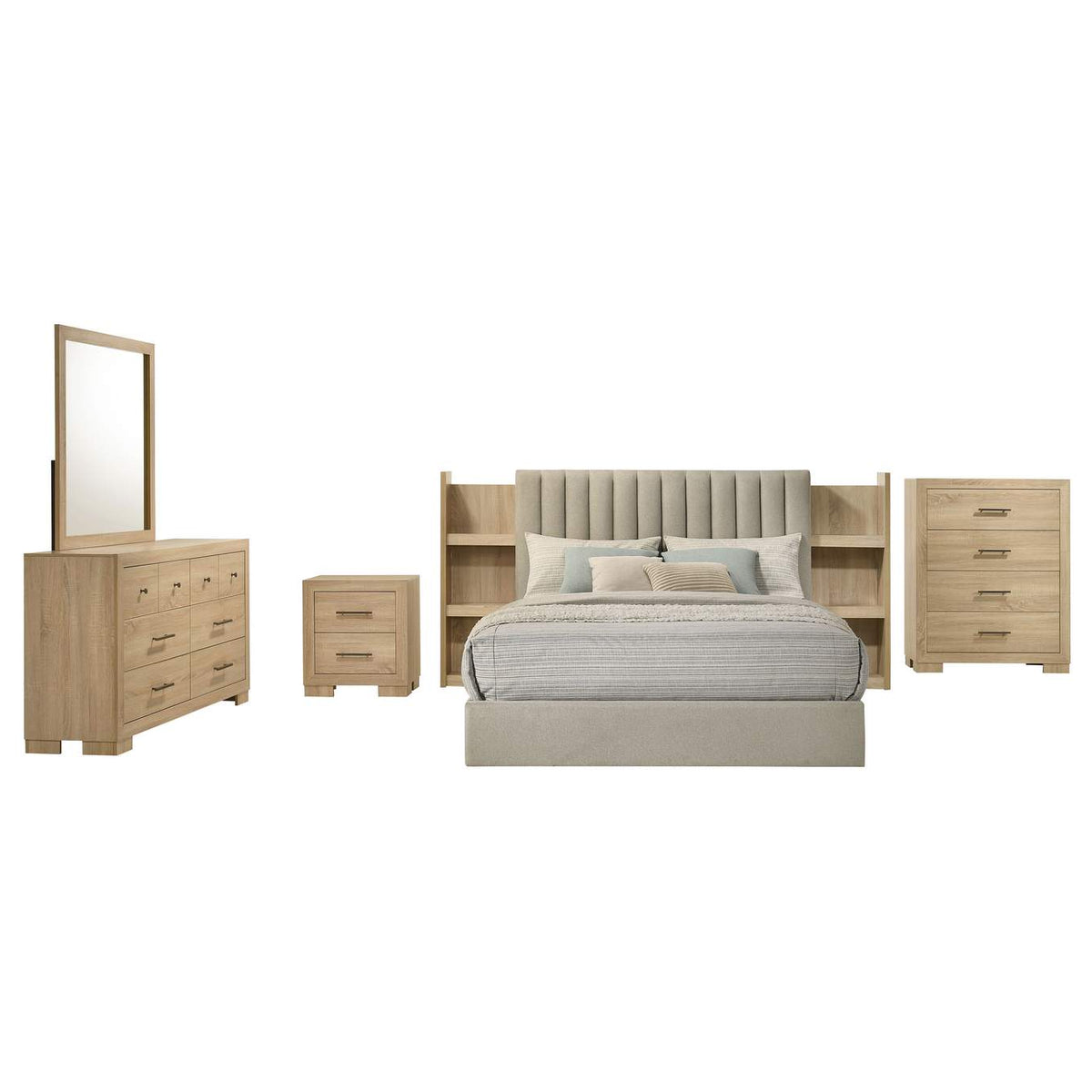 223111Q-S5 Arielle 5-piece Queen Bedroom Set Light Oak