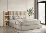 223111Q Arielle Queen Bookcase Panel Storage Bed Light Oak