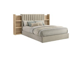 223111Q Arielle Queen Bookcase Panel Storage Bed Light Oak