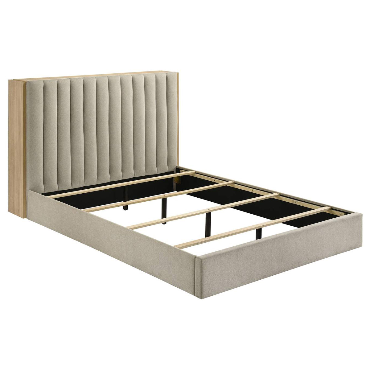 223111Q Arielle Queen Bookcase Panel Storage Bed Light Oak