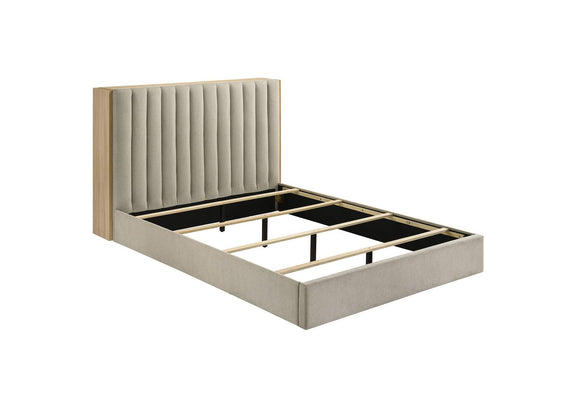 223111Q Arielle Queen Bookcase Panel Storage Bed Light Oak