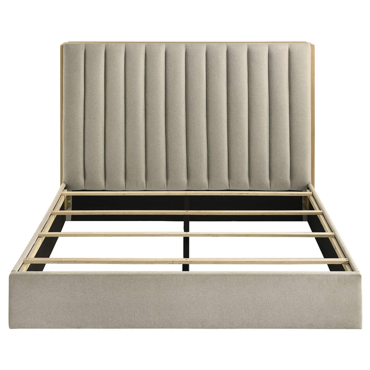 223111Q Arielle Queen Bookcase Panel Storage Bed Light Oak