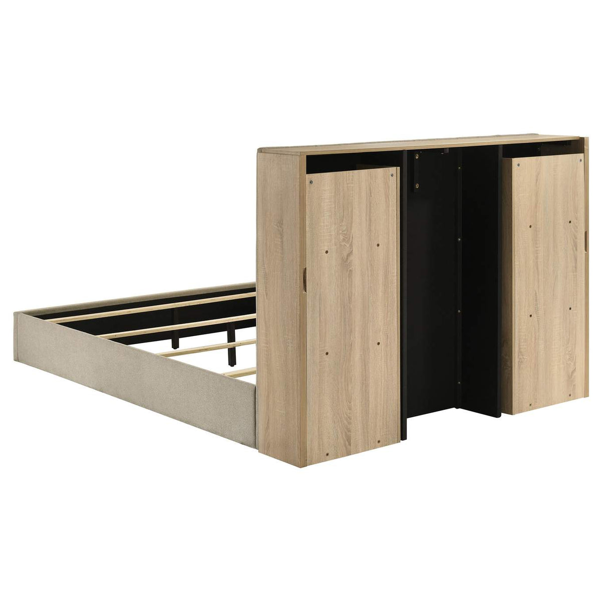 223111Q Arielle Queen Bookcase Panel Storage Bed Light Oak