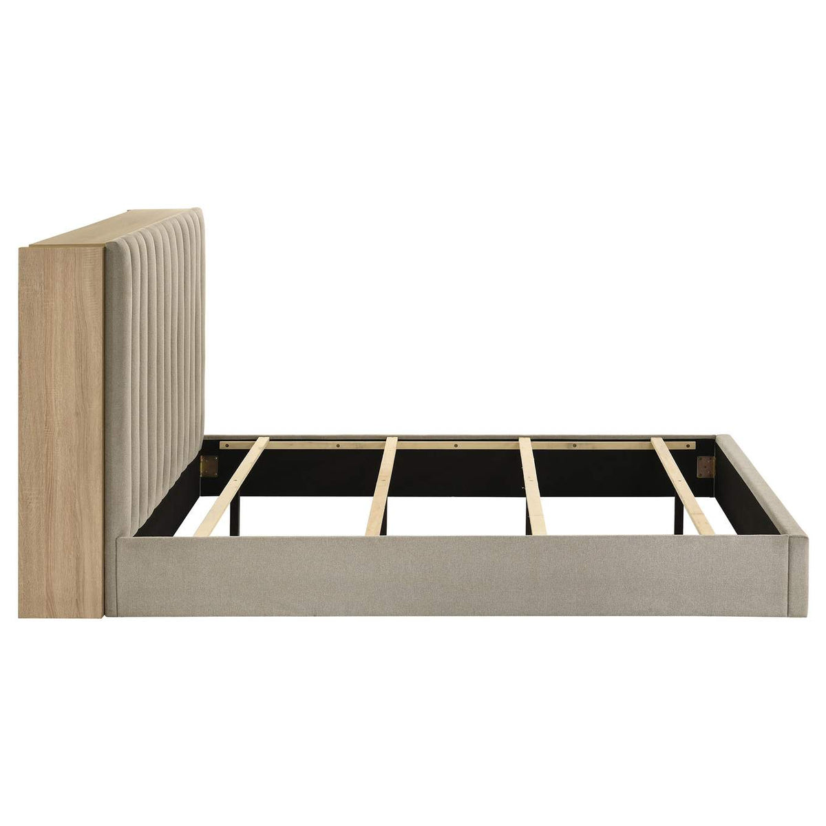 223111Q Arielle Queen Bookcase Panel Storage Bed Light Oak