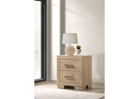 223112 Arielle 2-drawer Bedroom Nightstand with Casters Light Oak