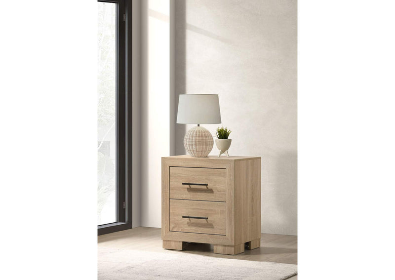 223112 Arielle 2-drawer Bedroom Nightstand with Casters Light Oak