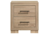 223112 Arielle 2-drawer Bedroom Nightstand with Casters Light Oak