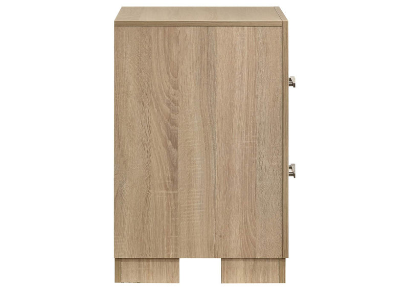 223112 Arielle 2-drawer Bedroom Nightstand with Casters Light Oak