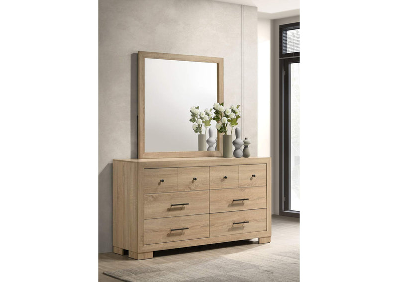 223113M Arielle 6-drawer Bedroom Dresser with Mirror Light Oak