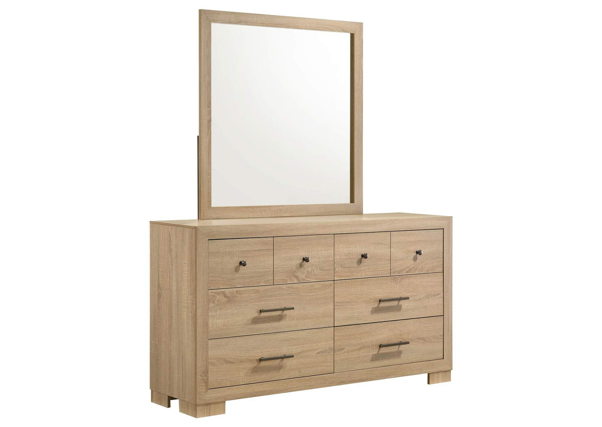 223113M Arielle 6-drawer Bedroom Dresser with Mirror Light Oak
