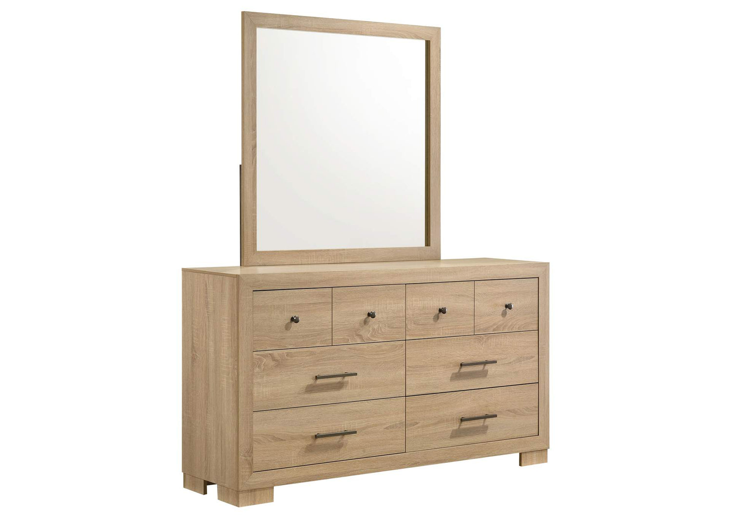 223113M Arielle 6-drawer Bedroom Dresser with Mirror Light Oak