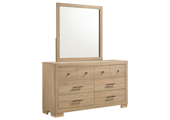 223113M Arielle 6-drawer Bedroom Dresser with Mirror Light Oak