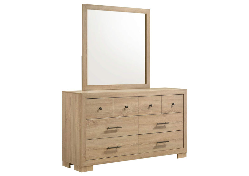 223113M Arielle 6-drawer Bedroom Dresser with Mirror Light Oak