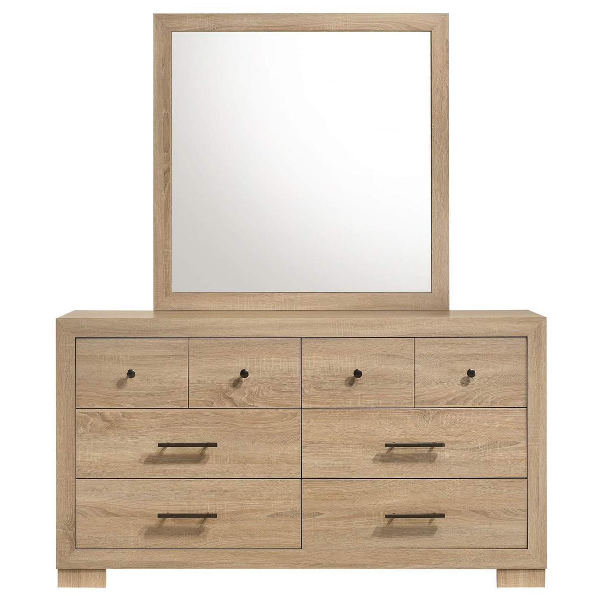 223113M Arielle 6-drawer Bedroom Dresser with Mirror Light Oak