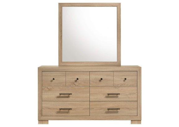 223113M Arielle 6-drawer Bedroom Dresser with Mirror Light Oak