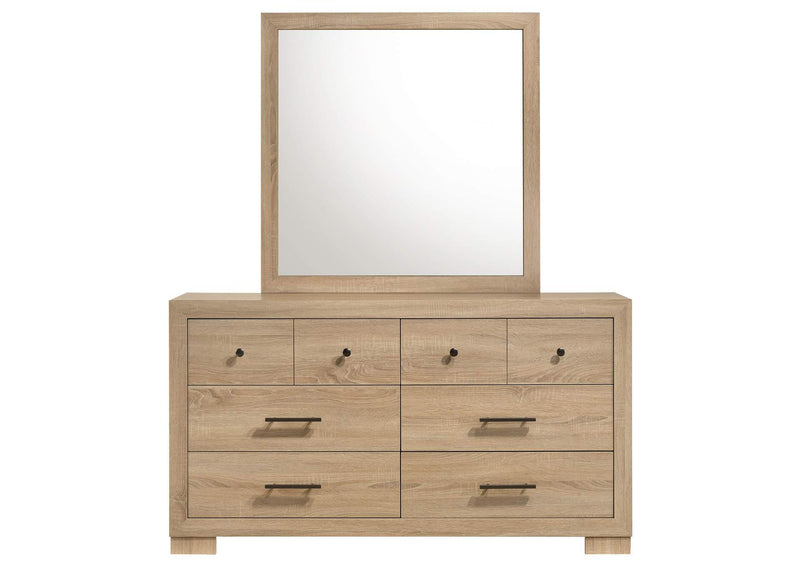 223113M Arielle 6-drawer Bedroom Dresser with Mirror Light Oak