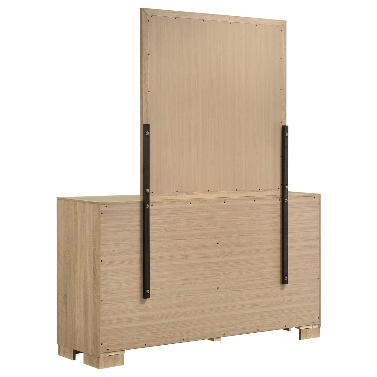 223113M Arielle 6-drawer Bedroom Dresser with Mirror Light Oak