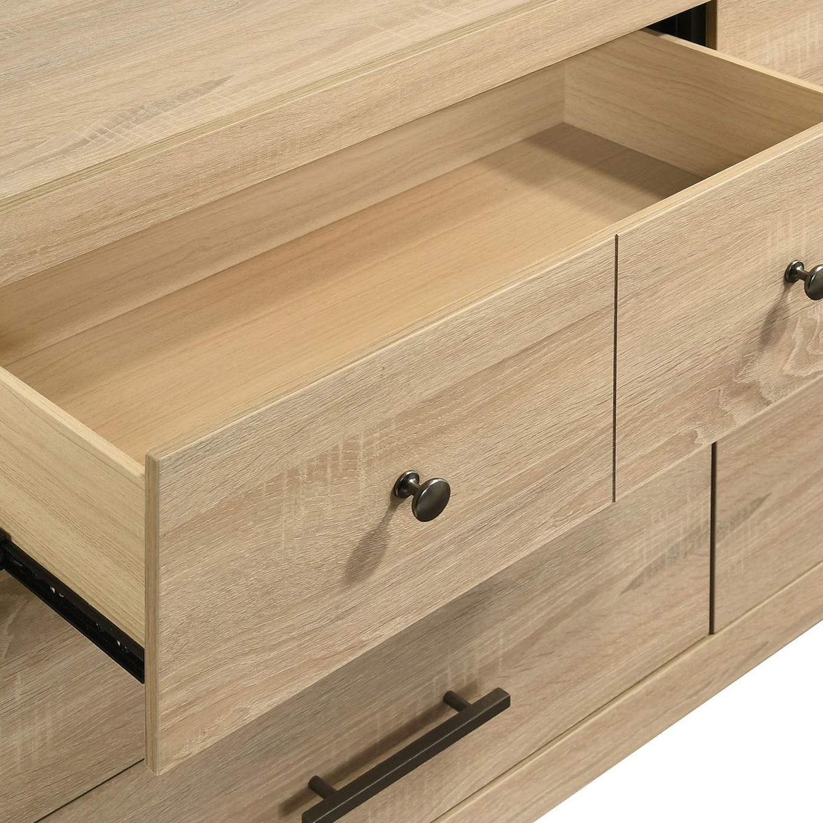 223113M Arielle 6-drawer Bedroom Dresser with Mirror Light Oak