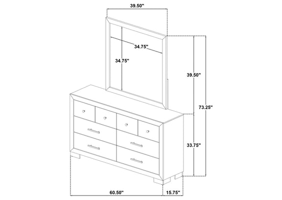 223113M Arielle 6-drawer Bedroom Dresser with Mirror Light Oak